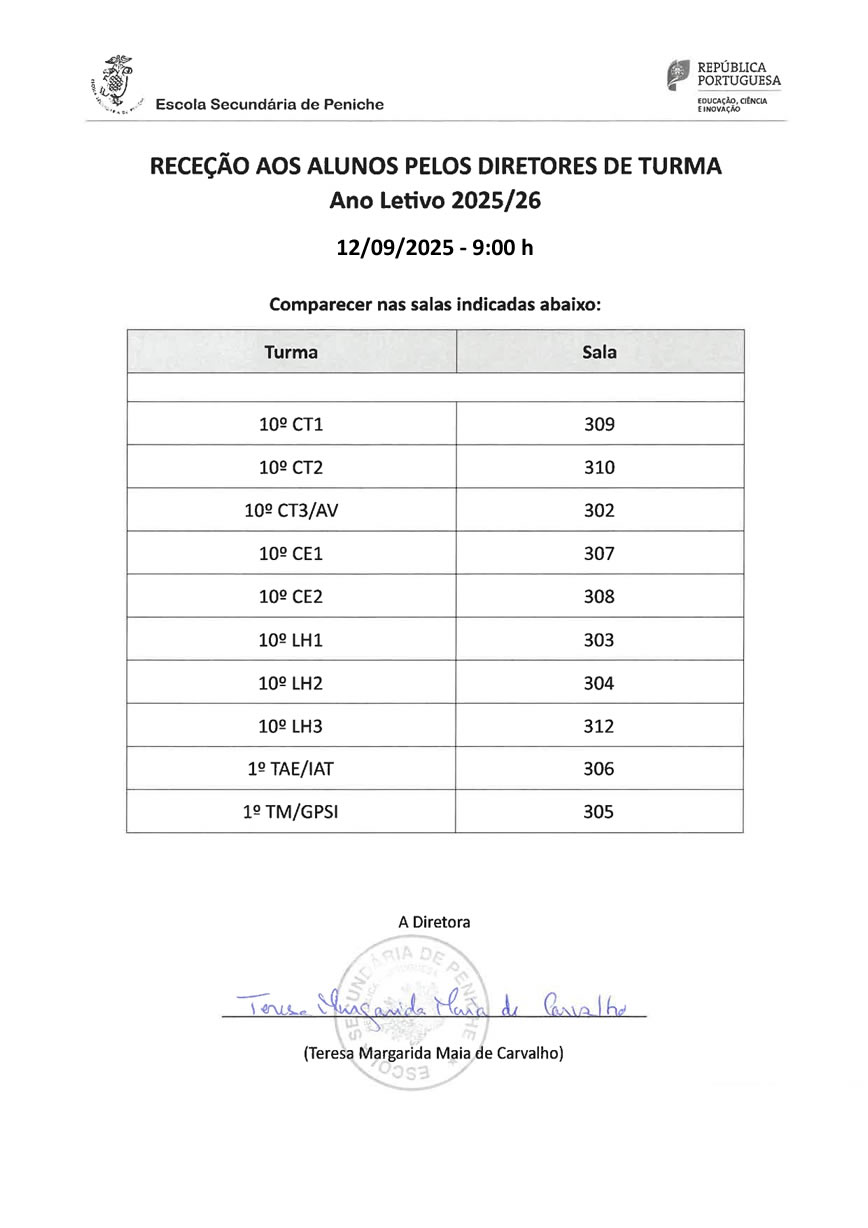 rececao alunos dt 2526