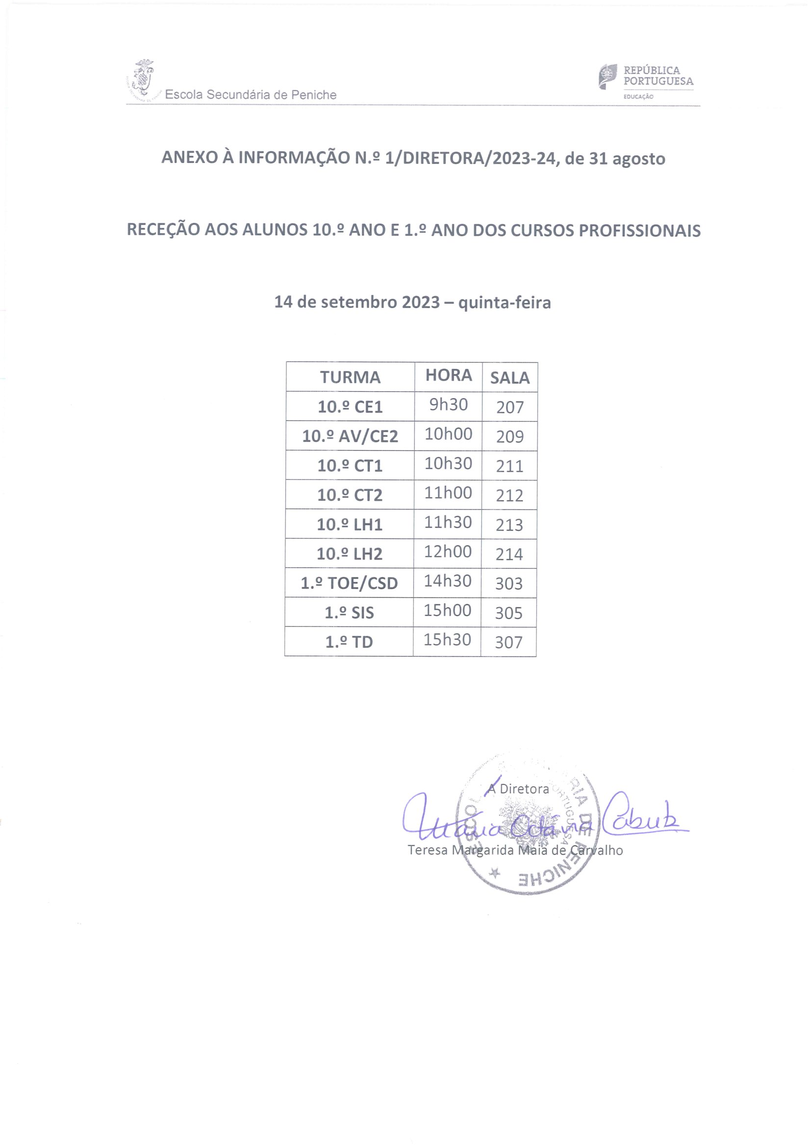 ANEXO INFORMACAO 1 rececao aos alunos pagina escola